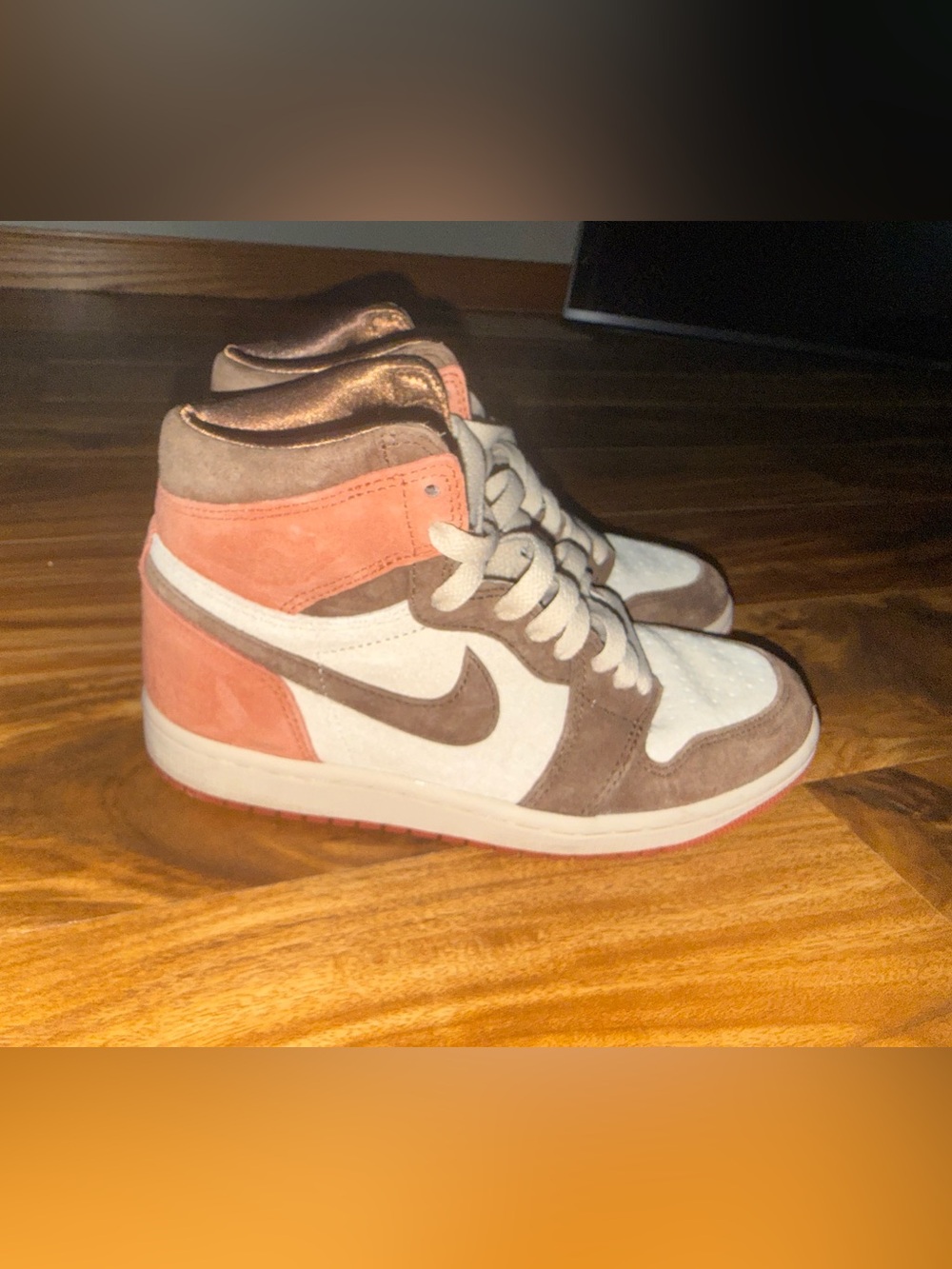 Nike Women’s High-Top Suede & Leather Sneakers in Brown, Cream & Coral